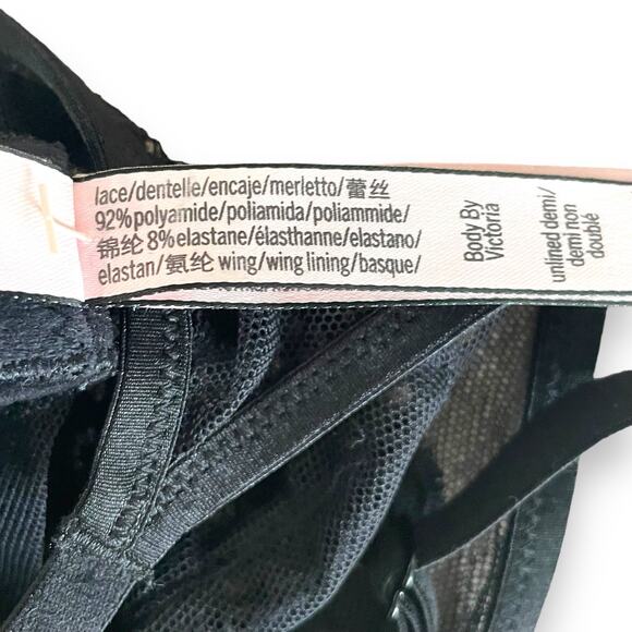 Victoria's Secret Body by Victoria Black Lace Unlined Demi 34C Bra - Picture 8 of 8